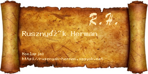 Rusznyák Herman névjegykártya