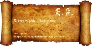Rusznyák Herman névjegykártya